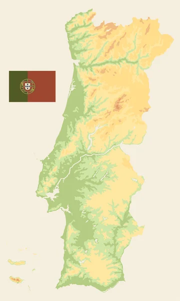 Portugal Mapa Físico Cores Vintage - Sem texto —  Vetores de Stock