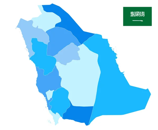 Saudi arabien karte verwaltungseinheiten blau farben isoliert o — Stockvektor