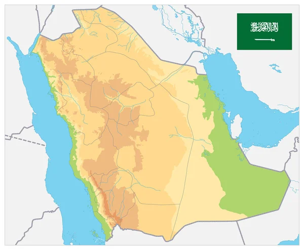 Saudiarabien fysisk karta-ingen text — Stock vektor