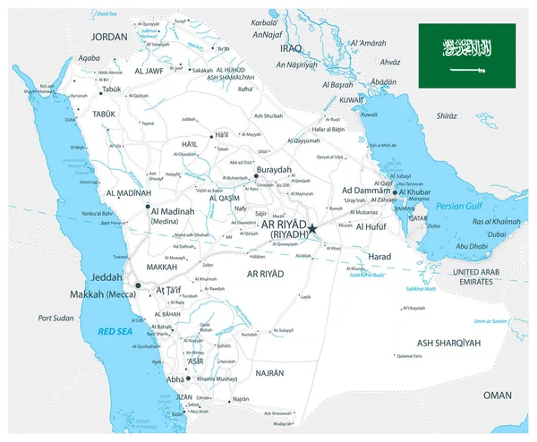 Saudi arabien road map weiße Farbe — Stockvektor
