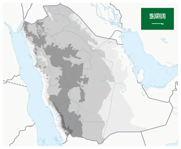 Saudská Arábie fyzická mapa bílá a šedá-bez textu — Stockový vektor
