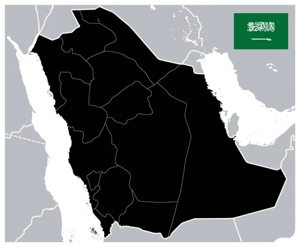 Mappa Black Color Arabia Saudita - Mappa Blank — Vettoriale Stock