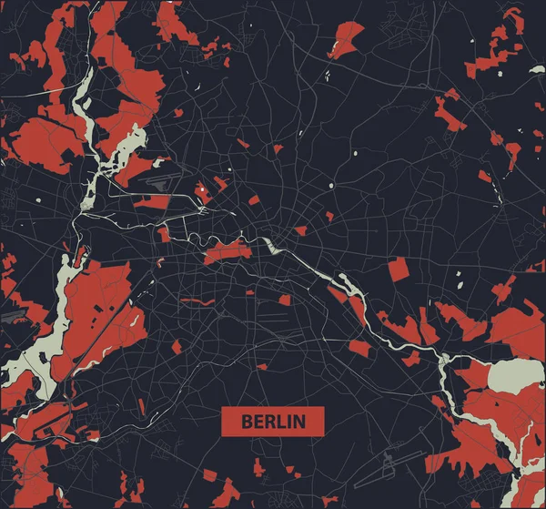 Mapa de Berlín - Calles de Berlín - Alemania. Callejero — Vector de stock