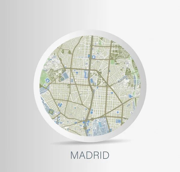 Minimalistic Madrid street map icon — Stock Vector