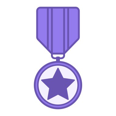 Renkli Onur Simgesi. Vektör İllüstrasyonu. Yıldız Madalyası. Dürüstlük, sadakat, adalet, asalet. Ödül Konsepti