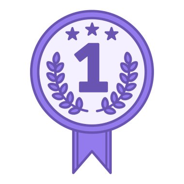 Renkli Ödül Simgesi. Vektör İllüstrasyonu. Yarışmada ya da yarışmada birincilik madalyası. Ödül Konsepti