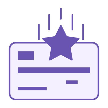 Renkli Ödül Kartı Simgesi. Vektör İllüstrasyonu. Hisse senedi indirimi, ikramiye ya da nakit geri ödeme kartı. Ödül ve Alışveriş Konsepti