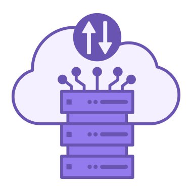 Renkli Bulut Depolama Simgesi. Vektör İllüstrasyonu. Online Veri Depolama Servisi. Bilgi Teknolojisi Konsepti