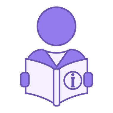 Colored Instruct Icon. Vector Illustration. Person Reading Instructions. Teach, Train, Educate. Teacher Concept