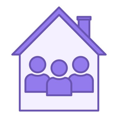 Colored Household Icon. Vector Illustration. People Living in the Same House and Sharing a Household. Family Concept