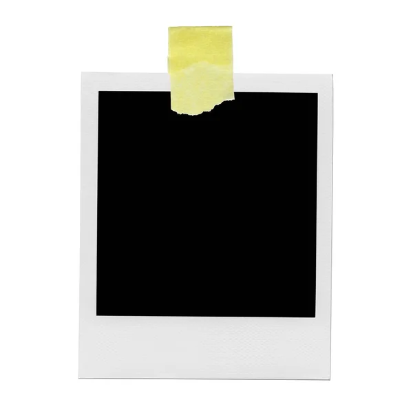 Xxxl Puste Zdjęcie Polaroid Białym Tle Rama Żółtą Taśmę — Zdjęcie stockowe