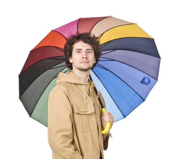 Jovem Vestindo Capa Chuva Posando Com Guarda Chuva — Fotografia de Stock