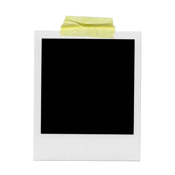 Blank Polaroid Photo Isolated Vintage Frame Yellow Tape — Stock Photo, Image