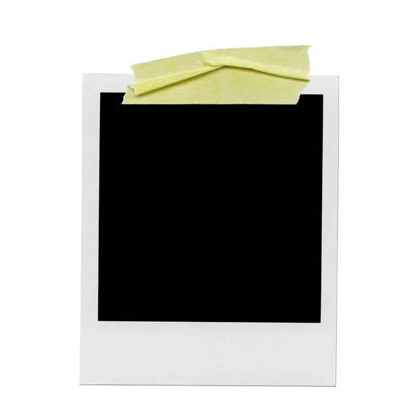 Blank Polaroid Photo Isolated Vintage Frame Yellow Tape — Stock Photo, Image