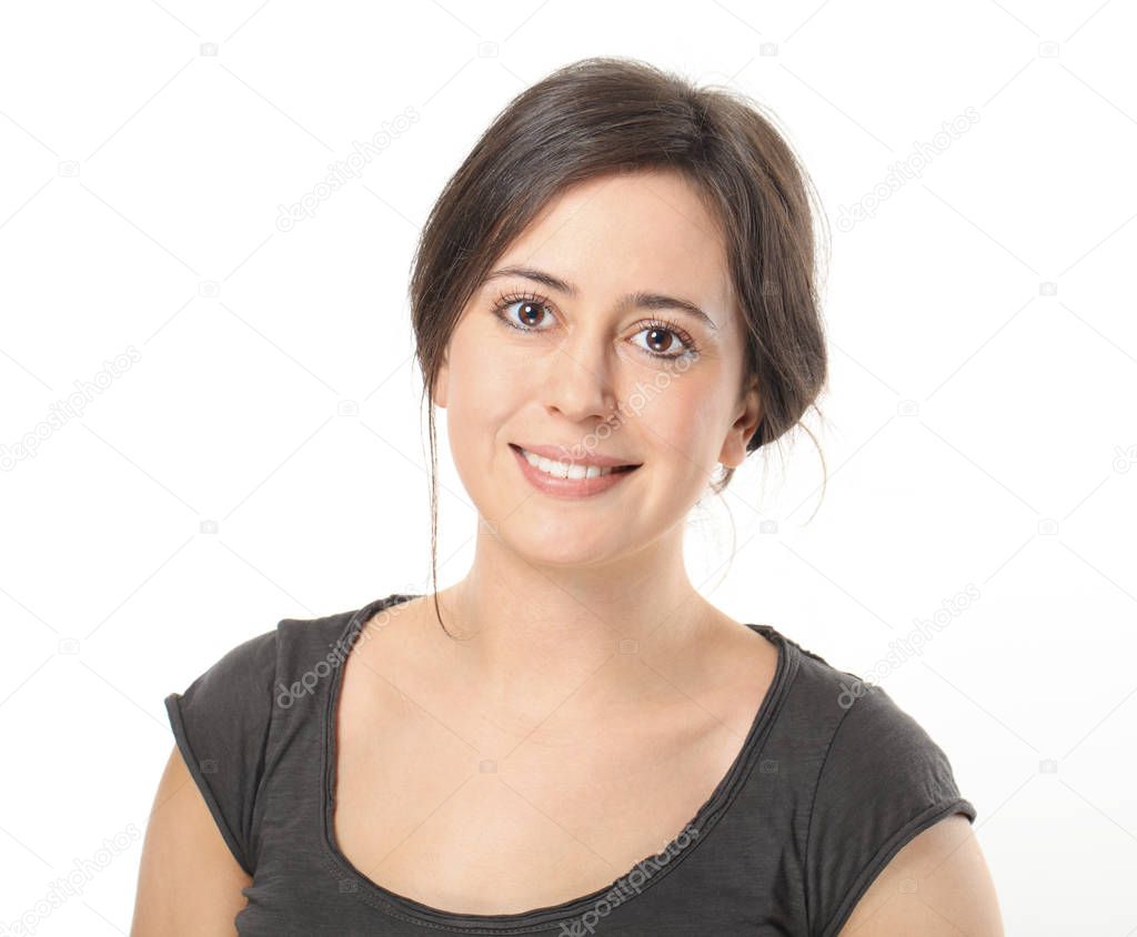 Cut out portrait of cute smiling woman