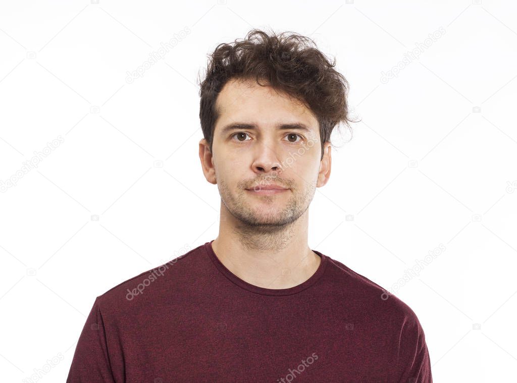Portrait of a handsome man smiling at the camera. Isolated on white