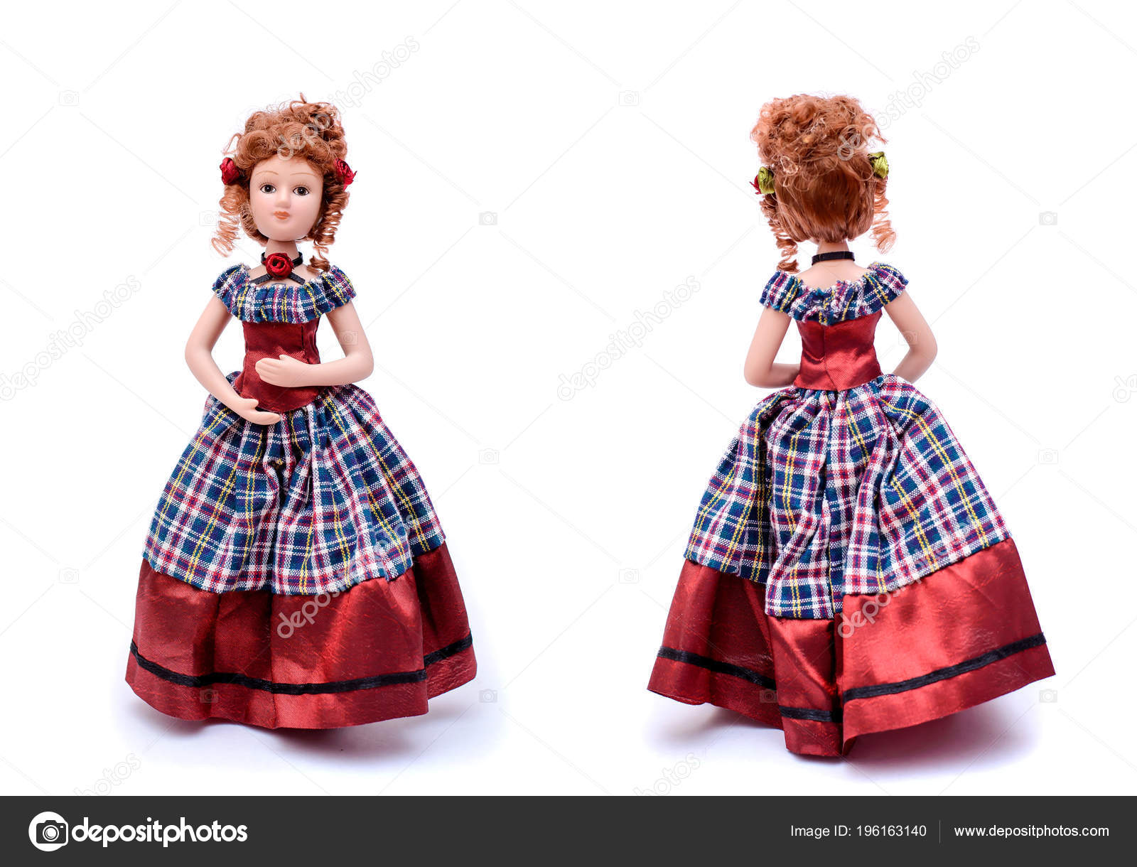 Beautiful Porcelain Doll Red Curly Hair Hairstyle Vintage