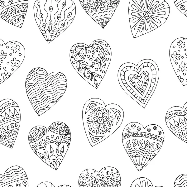 Sevgililer günü için boyama kitapları, için seamless modeli çizilmiş yürekleri doodles