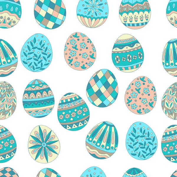 Colorido Hermoso Patrón Sin Costura Huevos Pascua Pintados Sobre Fondo — Vector de stock