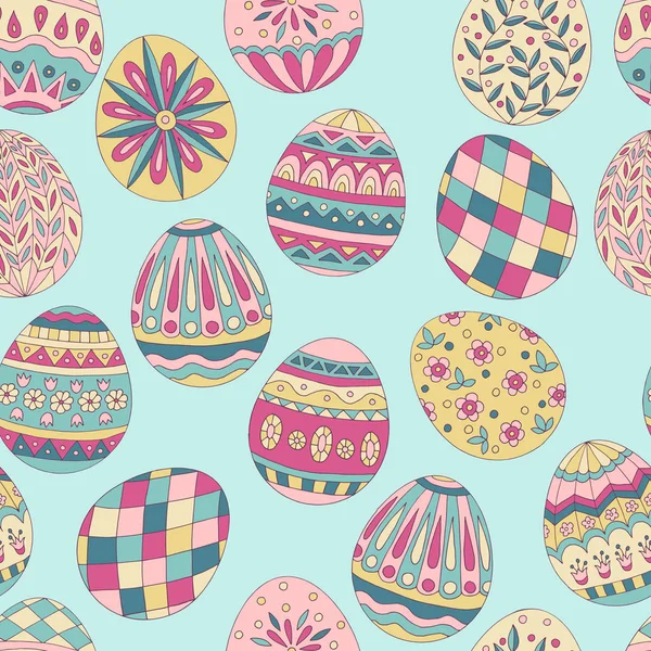 Colorido Hermoso Patrón Sin Costura Huevos Pascua Pintados Sobre Fondo — Vector de stock