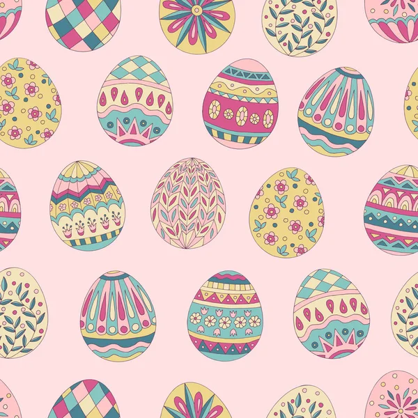 Colorido Hermoso Patrón Sin Costura Huevos Pascua Pintados Sobre Fondo — Vector de stock