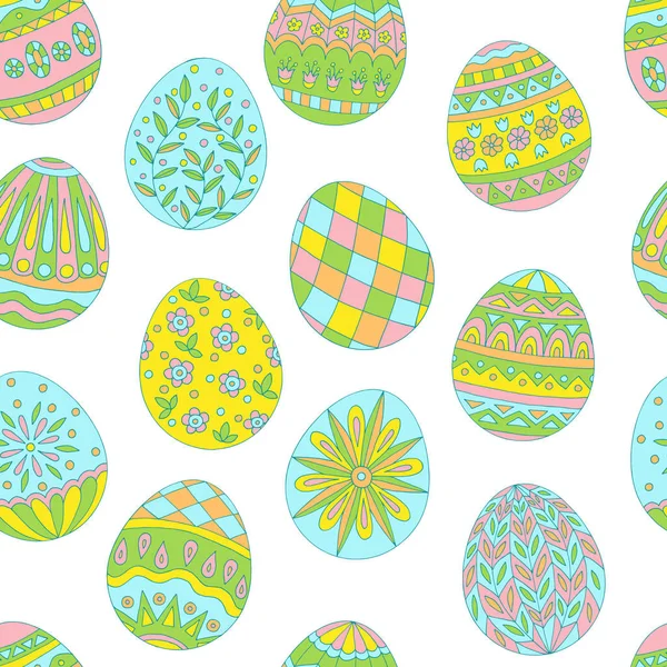 Colorido Hermoso Patrón Sin Costura Huevos Pascua Pintados Sobre Fondo — Vector de stock