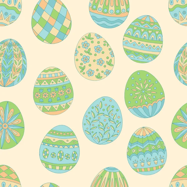 Colorido Hermoso Patrón Sin Costura Huevos Pascua Pintados Sobre Fondo — Vector de stock