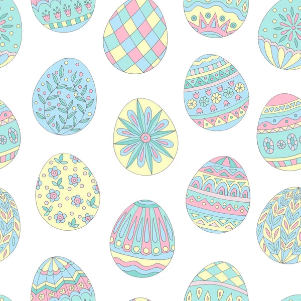 Colorido Hermoso Patrón Sin Costura Huevos Pascua Pintados Sobre Fondo — Vector de stock