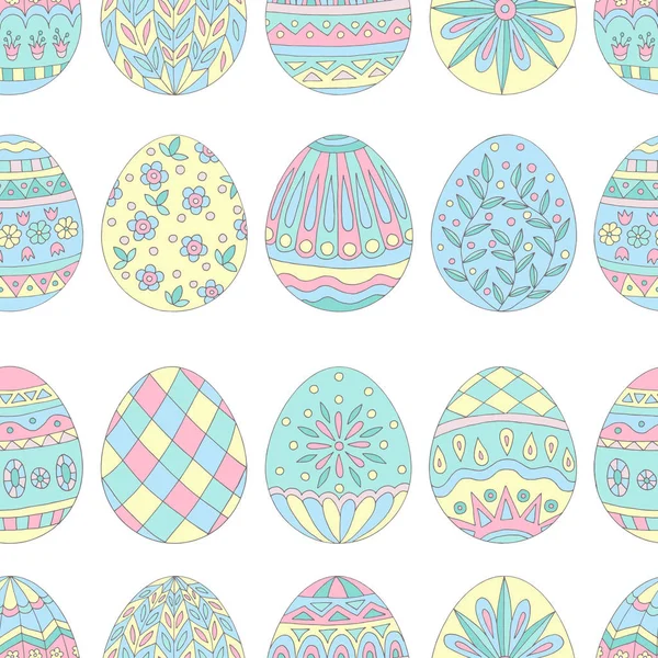 Colorido Hermoso Patrón Sin Costura Huevos Pascua Pintados Sobre Fondo — Vector de stock