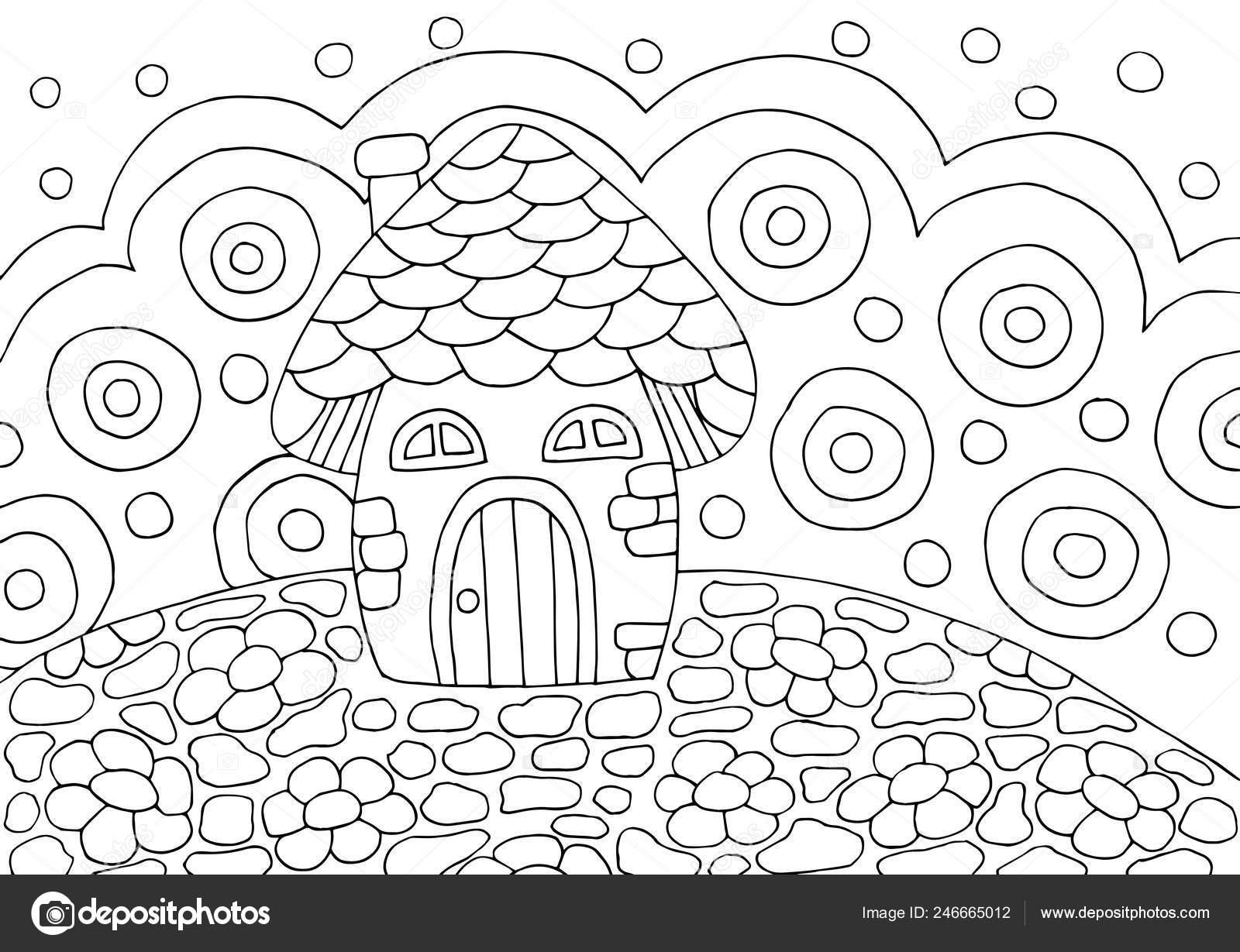 Download Abstract Doodle Coloring Book Mushroom House Kids Adults Vector Image By C Elvirkindom Yandex Ru Vector Stock 246665012
