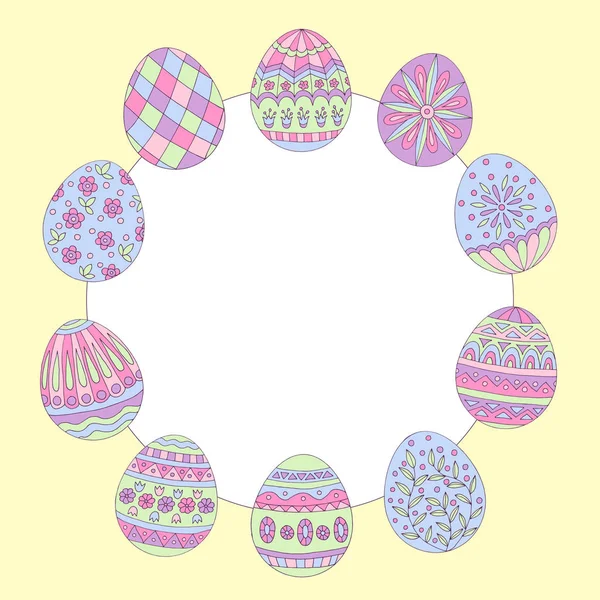 Round frame with abstract easter egg pattern — Stock Vector