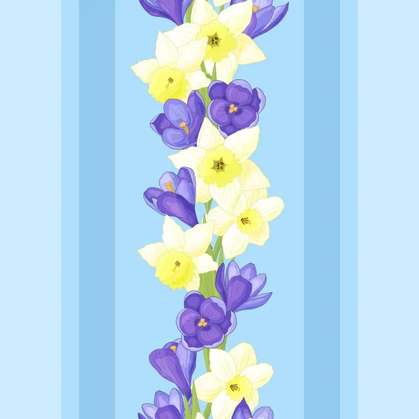 Patrón sin costuras con narcisos y cocodrilos — Vector de stock