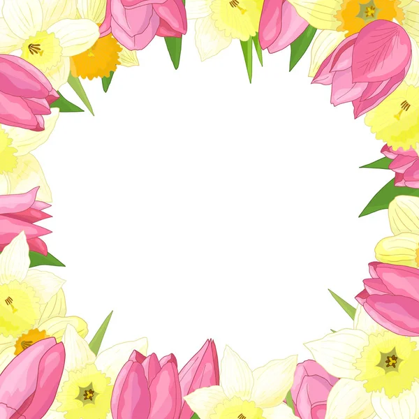 Moldura vetorial de flores de primavera — Vetor de Stock