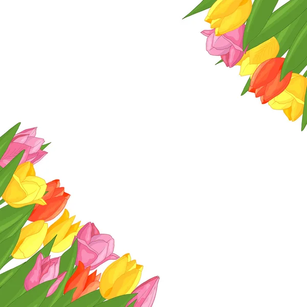 Marco de tulipanes coloridos — Vector de stock