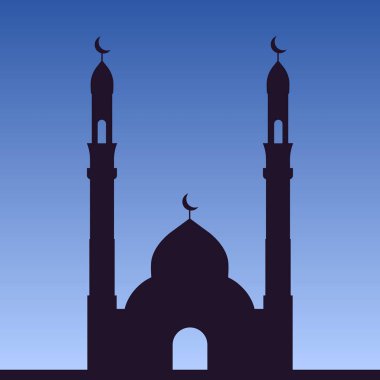 Mavi arka planda cami silueti