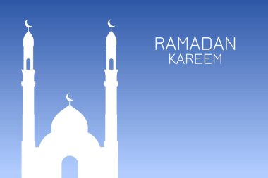 Mavi arka planda beyaz cami silueti