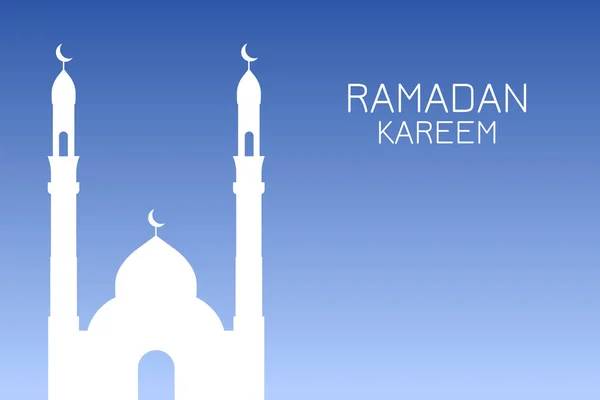Silhouette mosquée blanche sur fond bleu — Image vectorielle