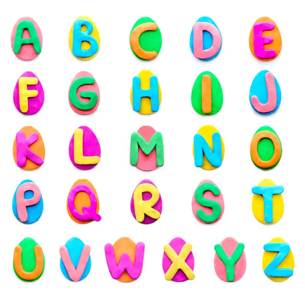Пластилиновый алфавит в виде пасхальных яиц — стоковое фото