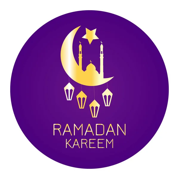 Golden Crescent mecset és lámpások, Ramadan Kareem — Stock Vector