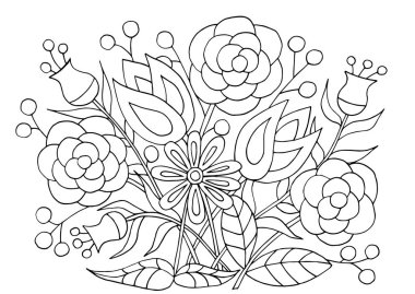 Boyama sayfaları için elle çizilmiş çiçek desenleri