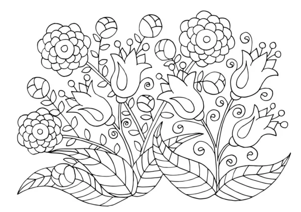 Modelli di fiori disegnati a mano per pagine da colorare — Vettoriale Stock
