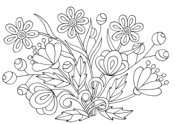 Modèles de fleurs dessinés à la main pour les pages à colorier — Image vectorielle