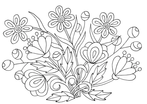 Modelli di fiori disegnati a mano per pagine da colorare — Vettoriale Stock