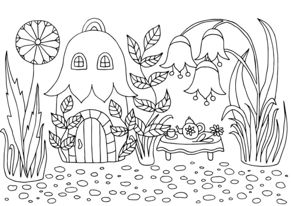 Ev ile elle çizilmiş boyama sayfası