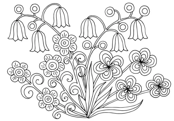 Modèles de fleurs dessinés à la main pour les pages à colorier — Image vectorielle