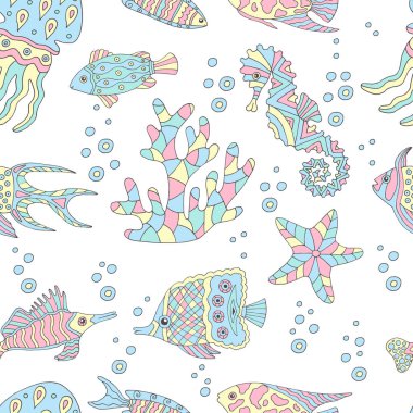 Deniz balığı ile soyut dikişsiz desen