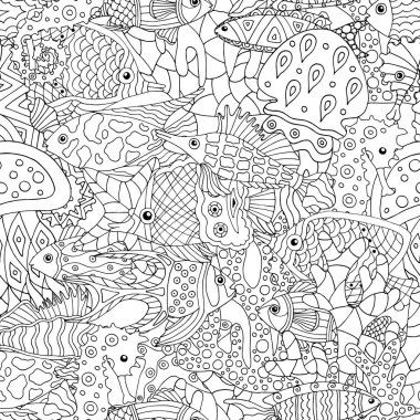 Deniz balığı ile soyut dikişsiz desen