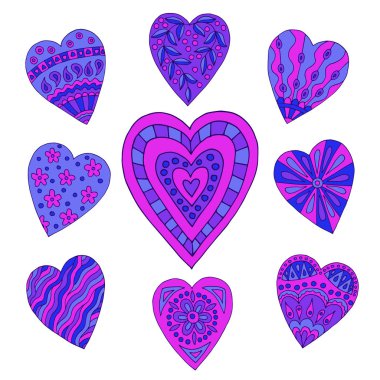 Soyut neon doodle kalpleri seti