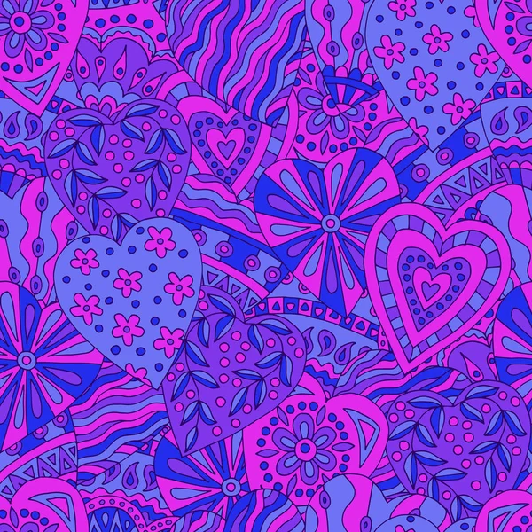 Abstrakt sømløse mønster af neon doodle hjerter – Stock-vektor