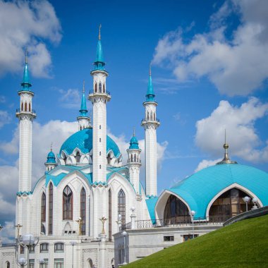 Rusya, Kazan, 24 Ağustos 2019: Kul Şerif camii görünümü , Worldskills Kazan 2019 zamanı